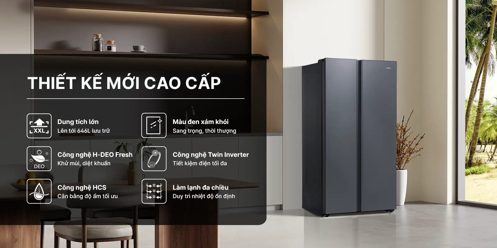 Tủ lạnh Aqua inverter 646L AQR-S682XA(SLB)